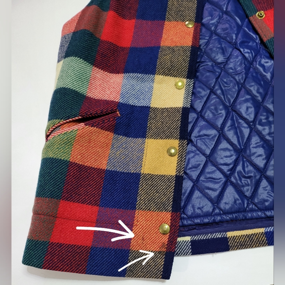 Vintage Pendleton Plaid Vest - 100% Virgin Wool - Picture 9 of 12